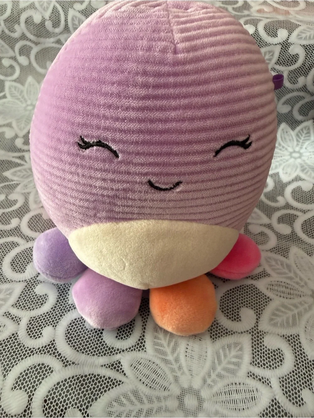 Squishmallows Purple Octopus Plush with Cream Belly and Multicolor Tentacles